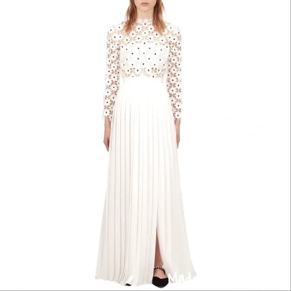 Self Portrait - Daisy Lace Long Dress, Women , White